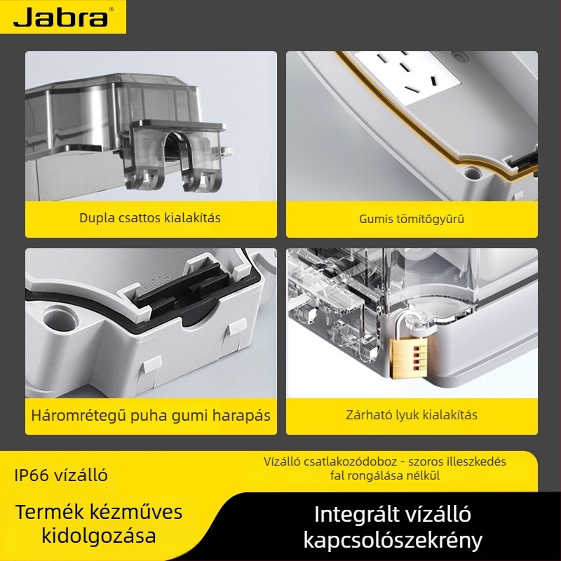 Kültéri vízálló kapcsolóaljzat, 16A, falra szerelhető, 3C-tanúsítvány, 50–440V