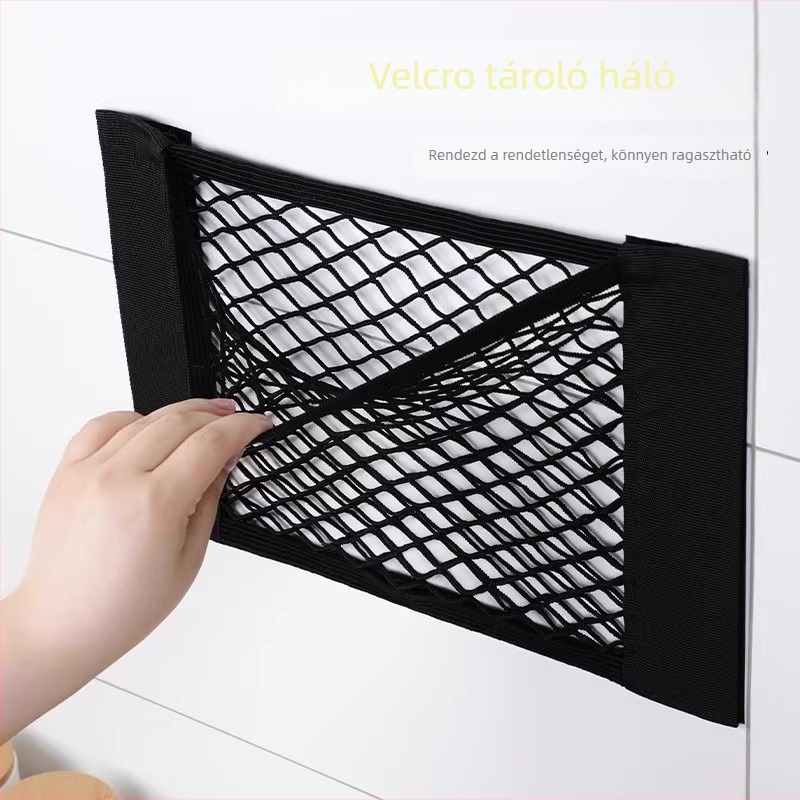 Velcro hálós tároló táska - falra szerelhető konyhai rendező, egyszerű és modern, többfunkciós tárolás