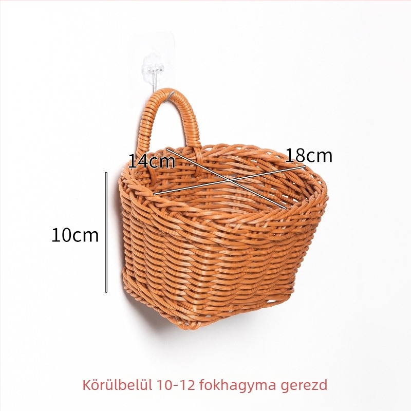 Fali rögzítésű tároló kosár hagyma, gyömbér és fokhagyma számára, modell 31977, japán stílus, Saint-wang, anyag: anti-vine