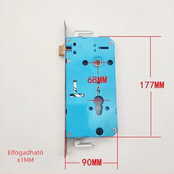 Biztonsági ajtókezelő zártest — dupla élő zár, modell 8518, anyag: vas + rozsdamentes acél, tömeg 650 g, modern minimalista stílus