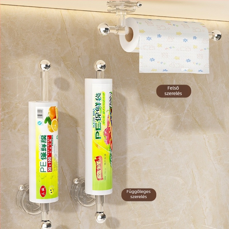 Konyhai falra szerelhető vákuumos tartó, amely a szalvétát és a tekercseket tartja, lyukasztás nélkül (Anyag: Műanyag; Márka: Matsumoto; Magáncímke engedélyezett: Igen; Stílus: Light Luxury; Csomagolás: 35 db)