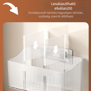 Átlátszó falra szerelhető tárolókosár fokhagyma, gyömbér és vöröshagyma számára – műanyag, lyukasztás nélküli, konyhai szervező