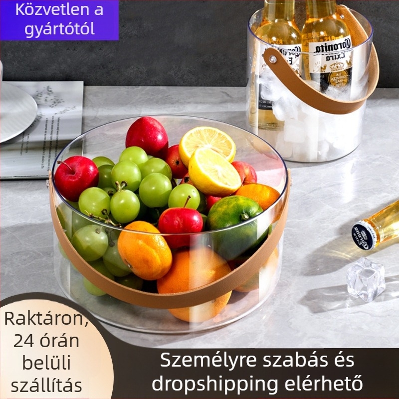 Átlátszó asztali tárolókosár, PET anyag, multifunkcionális gyümölcs- és zöldségkosár, könnyű luxus stílus (PET; gyümölcs és zöldség; kosár; 60/36)