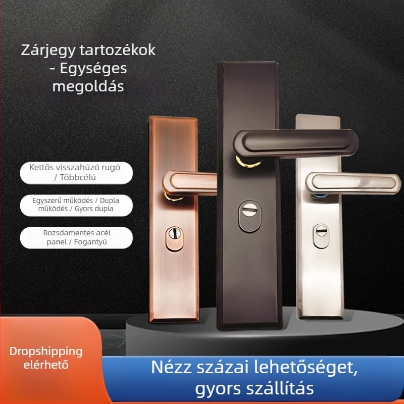 Ajtófogantyú-zár – Huaxin 015, 304 rozsdamentes acél, biztonsági ajtókhoz, modern minimalist stílus