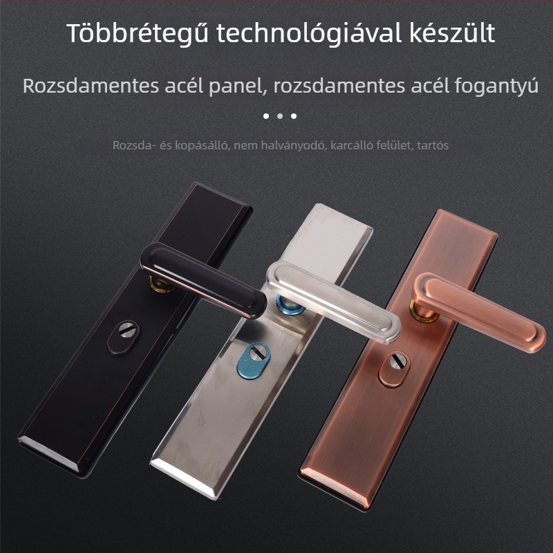 Ajtófogantyú-zár – Huaxin 015, 304 rozsdamentes acél, biztonsági ajtókhoz, modern minimalist stílus