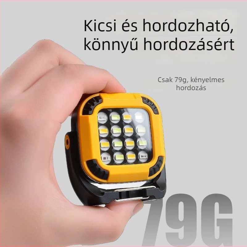 Mágneses LED Munkalámpa, 20W, 1200mAh, Újratölthető, Több Pozíciós Forgó Fej, Kültéri Kemping és Ellenőrzéshez