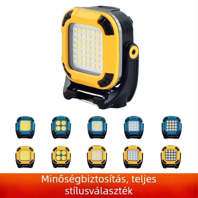 Mágneses LED Munkalámpa, 20W, 1200mAh, Újratölthető, Több Pozíciós Forgó Fej, Kültéri Kemping és Ellenőrzéshez