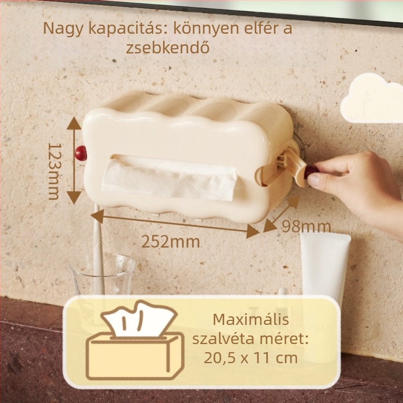 Xingyang Falra szerelhető papírzsebkendő doboz szívókoronggal, fúrás nélkül, ABS/metal/TPU, többfunkciós