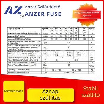 Schottky dióda, SMD, SS24/SK24, 2A/40V, SMA/SMAF/SMB csomag