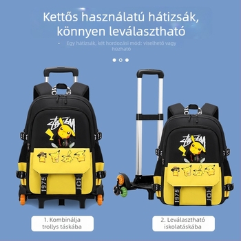 Általános Iskolásoknak trolis hátizsák, uniszex, hatkerekes lépcsőmászó kialakítás, levehető fogantyú, Oxford anyag, anime minta, Xin zhuorun