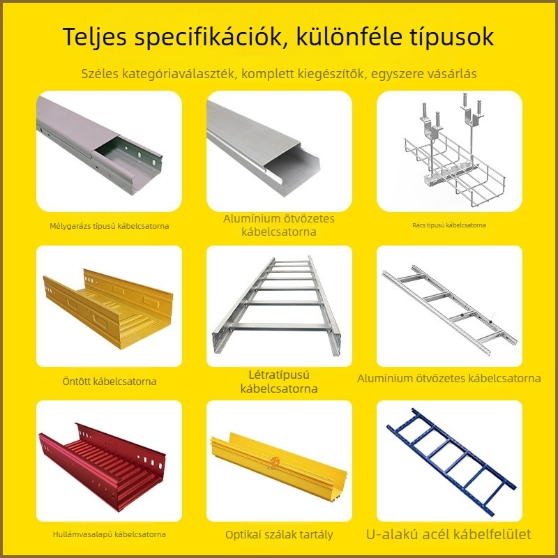U alakú acélszerkezettel készült kábelrendező állvány, nyitott létra típusú, többszörös lyukakkal, belső kommunikációs és adatközponti helyiségekhez, truss szerkezet (Márka: Phoenix diagram wiring; Anyag: acél; Tanúsítvány: ISO 9001:2000; Testreszabás: Elé