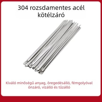 Önzáró kábelkötegelők kábelcsatornákhoz, 304 rozsdamentes acélból, fogóval együtt, 100 darabos készlet