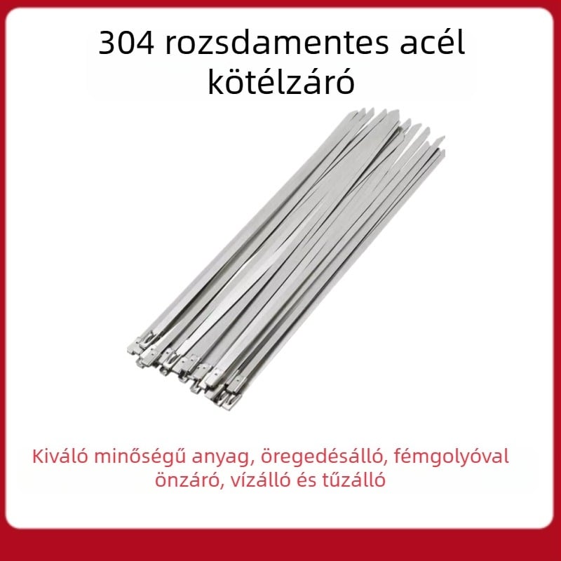 Önzáró kábelkötegelők kábelcsatornákhoz, 304 rozsdamentes acélból, fogóval együtt, 100 darabos készlet