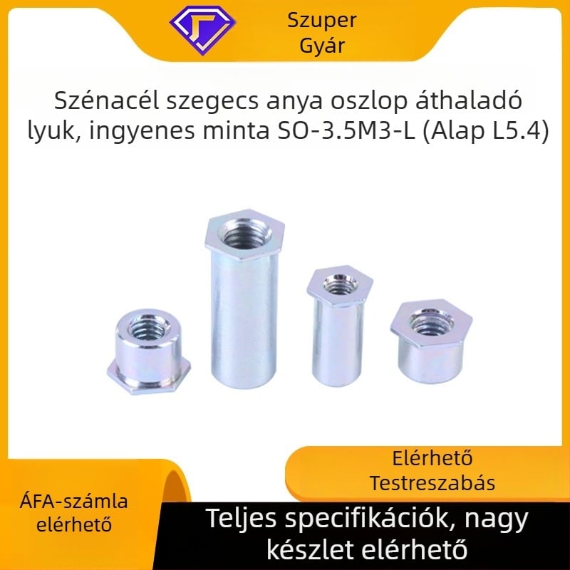 Rivetes rögzítő a vázhoz és kábelvezető kerethez, galvanizált széntartalmú acél, 4.8- as osztály, GB-SO szabvány, Fine snail márka