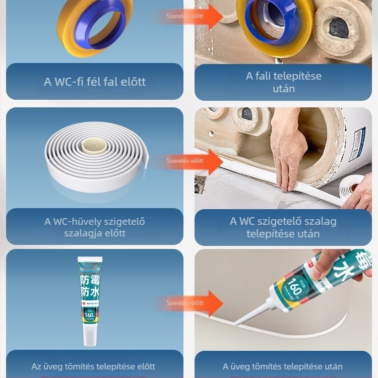 WC-flanx tömítőgyűrű, szag elleni, szivárgás elleni, vastagított gumitömítés, univerzális illeszkedés — Home Rhyme