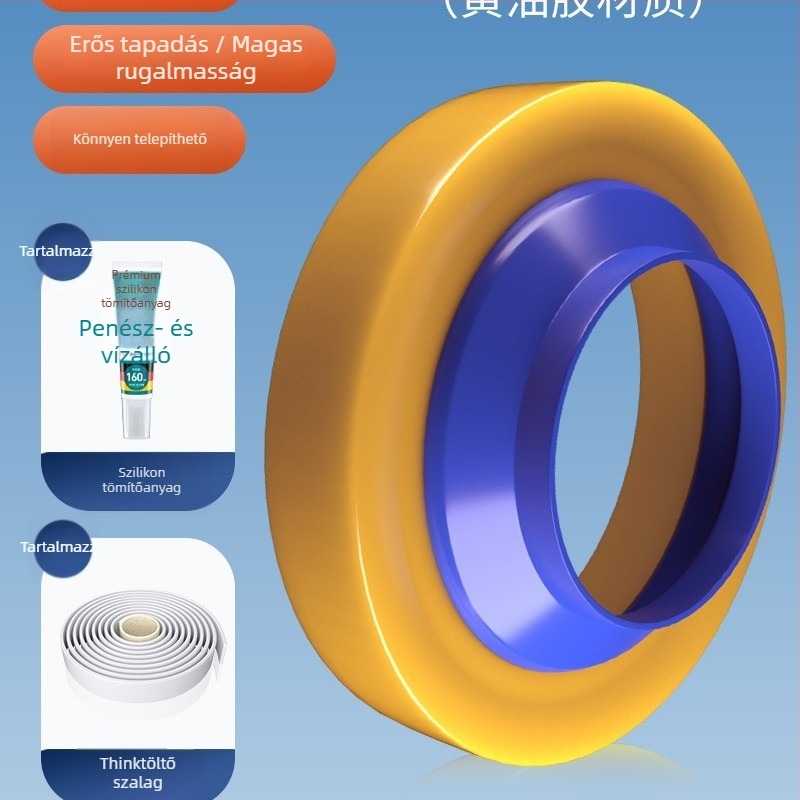 WC-flanx tömítőgyűrű, szag elleni, szivárgás elleni, vastagított gumitömítés, univerzális illeszkedés — Home Rhyme