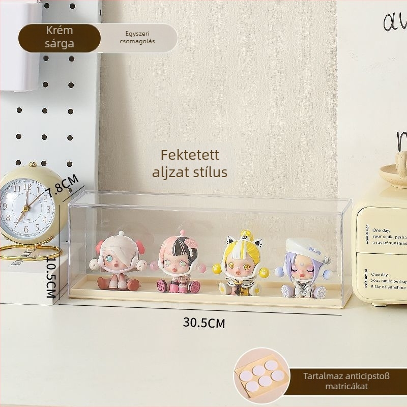 Figurák tároló doboza fedővel, ABS és PVC kivitel, porvédett bemutató, 2 literes kapacitás, nappali, hálószoba és dolgozószobába
