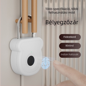Ujjlenyomat-zár, G típus, FUJIAFU, ABS+acélzsinór, alkalmas táskákhoz, szekrényekhez és kosarakhoz