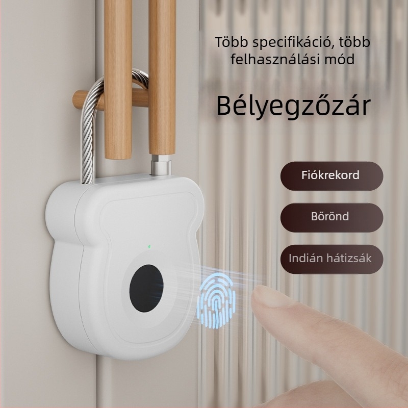 Ujjlenyomat-zár, G típus, FUJIAFU, ABS+acélzsinór, alkalmas táskákhoz, szekrényekhez és kosarakhoz
