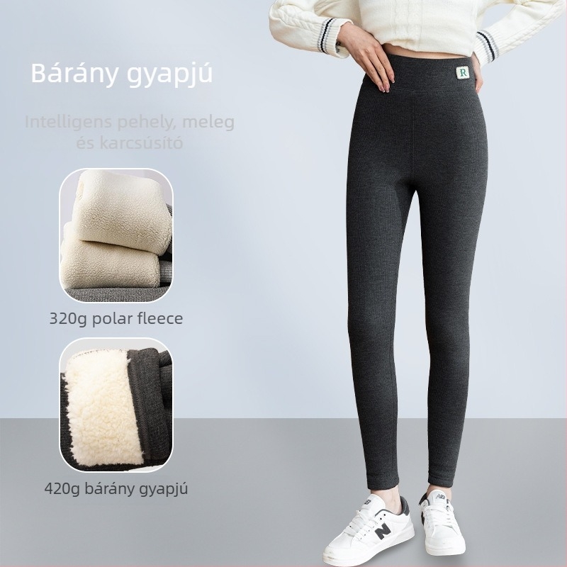 All-in-one nadrág viszkóz rostból, függőleges csíkos minta, bokáig érő hosszúság, extrán vastag, meleg