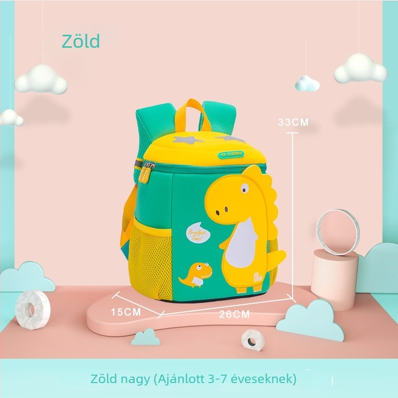 Rajzfilm dinoszaurusz gyerekeknek hátizsák - lélegző, vízálló, ultra könnyű, hátsó védelem, kapacitás 20 L alatt