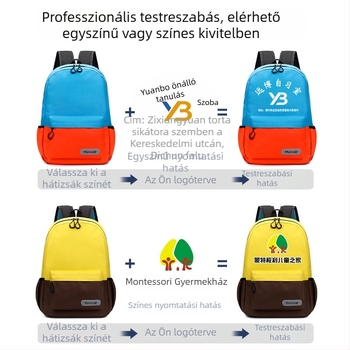 Gyerekeknek készült vászon hátizsák nyomtatott logóval – uniszex, általános iskola, lélegző és kopásálló, csökkenti a terhet