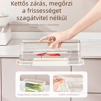 Japán stílusú műanyag hűtőkriszper doboz – hordozható, megőrzi a frissességet