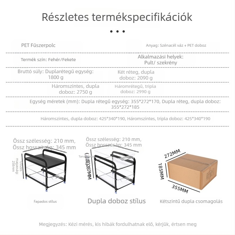 Mosogató alatti tároló polc, dupla kihúzható, szénacél, többfunkciós