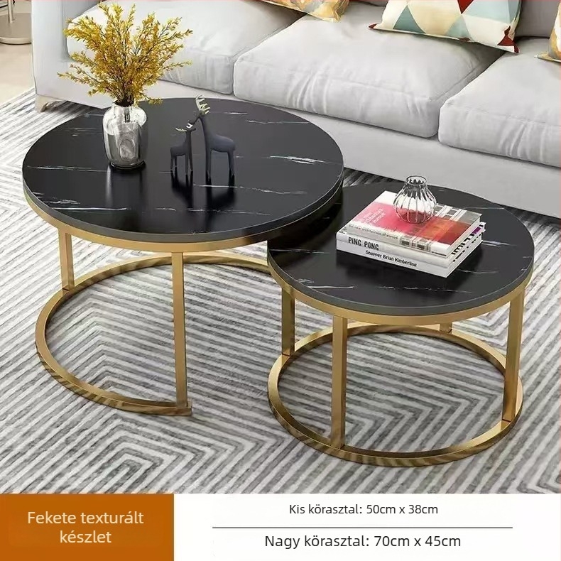 kávéasztal körkörös éllel, fém váz, felület sűrített lemezből, modern minimalista nordic stílus, modell 001, összeszerelés szükséges.