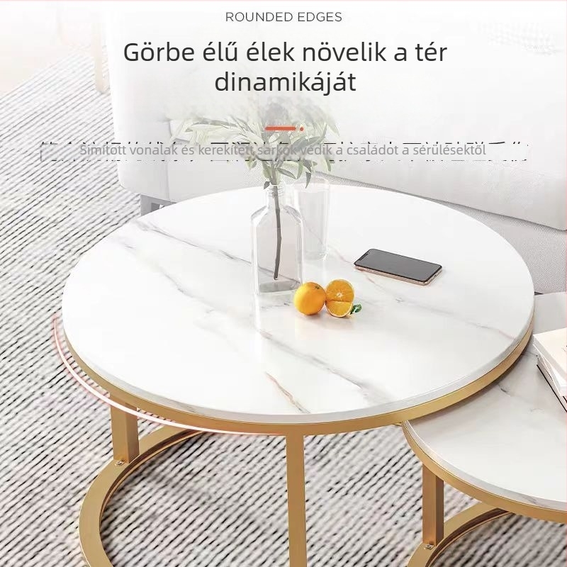 kávéasztal körkörös éllel, fém váz, felület sűrített lemezből, modern minimalista nordic stílus, modell 001, összeszerelés szükséges.
