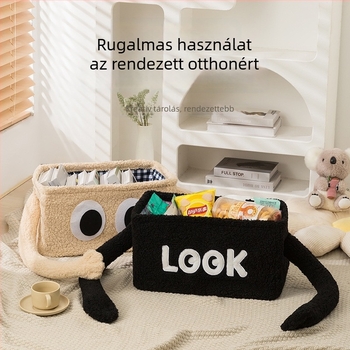 Fehérneműtároló doboz, Teddy velvet anyag, összecsukható, fedél nélküli, egymásra rakható, 35 liter, kockás minta, nappaliban és hálószobában