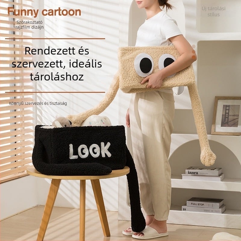 Fehérneműtároló doboz, Teddy velvet anyag, összecsukható, fedél nélküli, egymásra rakható, 35 liter, kockás minta, nappaliban és hálószobában