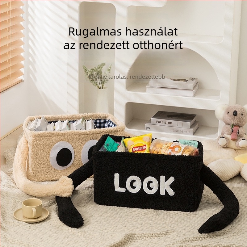 Fehérneműtároló doboz, Teddy velvet anyag, összecsukható, fedél nélküli, egymásra rakható, 35 liter, kockás minta, nappaliban és hálószobában