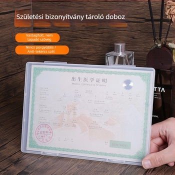 Baba születési anyakönyvi kivonat tartó doboz – PP, penészmentes, rakható, nagy méret