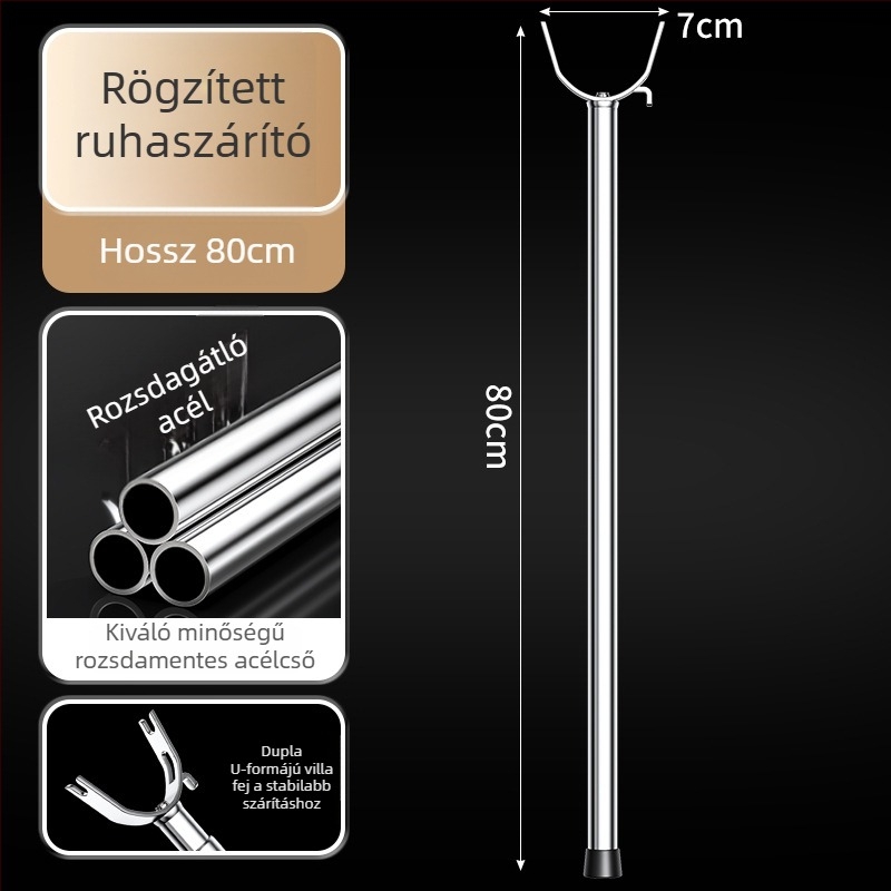 Kinyújtható rozsdamentes acél ruhaszárító rúd villás fejjel – erkélyre, modern minimalista dizájn