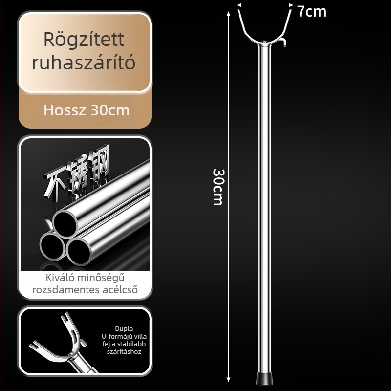 Kinyújtható rozsdamentes acél ruhaszárító rúd villás fejjel – erkélyre, modern minimalista dizájn
