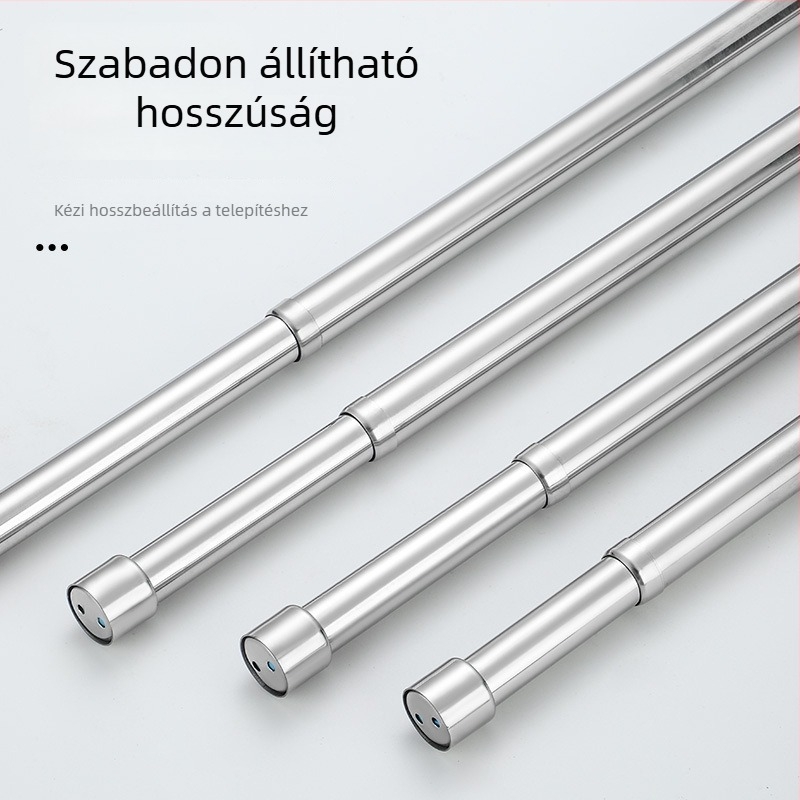 Rozsdamentes acél teleszkópos ruharúd gardróbhoz, modern minimalista stílus, polírozott felület