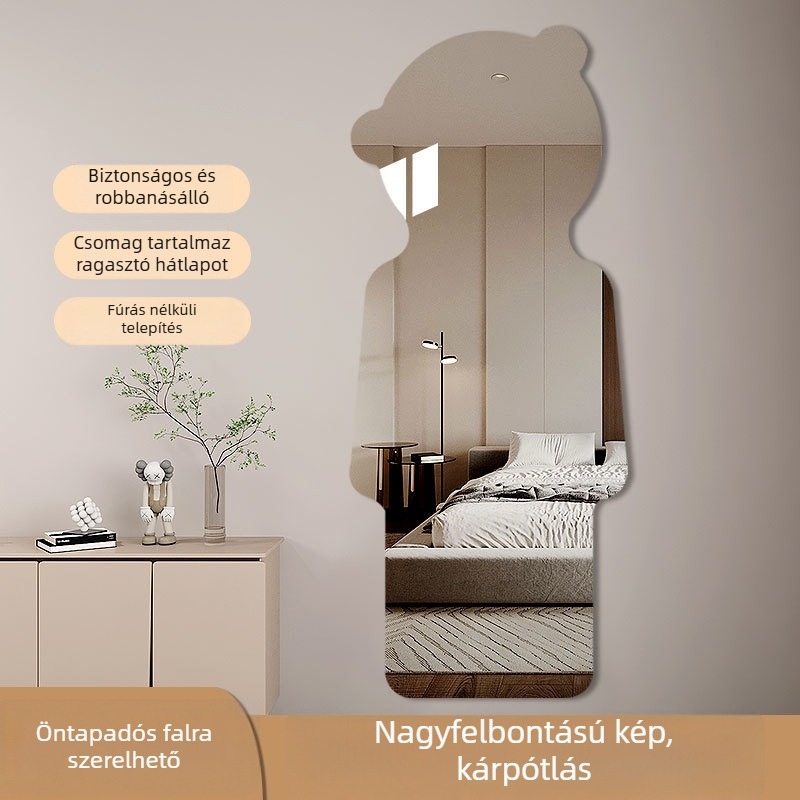 Műanyag keretű, olasz stílusú, szabálytalan formájú teljes hosszúságú öltöztető tükör, öntapadós akril, kód 2bcbj3x3