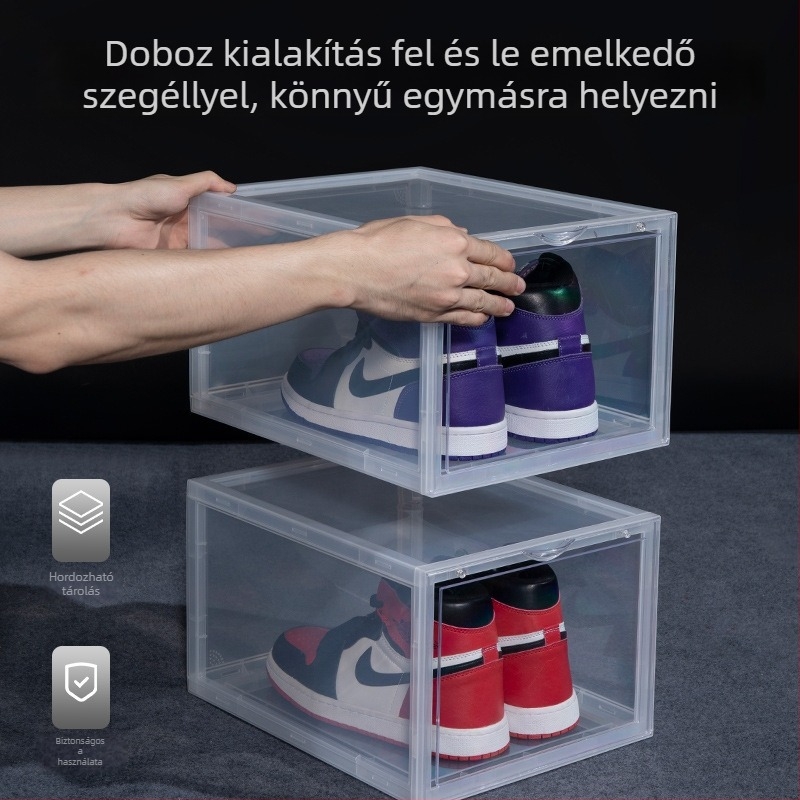 Cipő tároló doboz műanyagból (PP+PS), modell 1368, egymásra pakolható, porálló, kapacitás 24 L