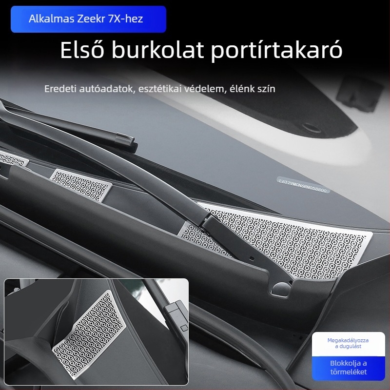 Rozsdamentes acélból készült első motorháztető porvédő és rovarháló Zeekr 7X-hez, motorrekesz védelem