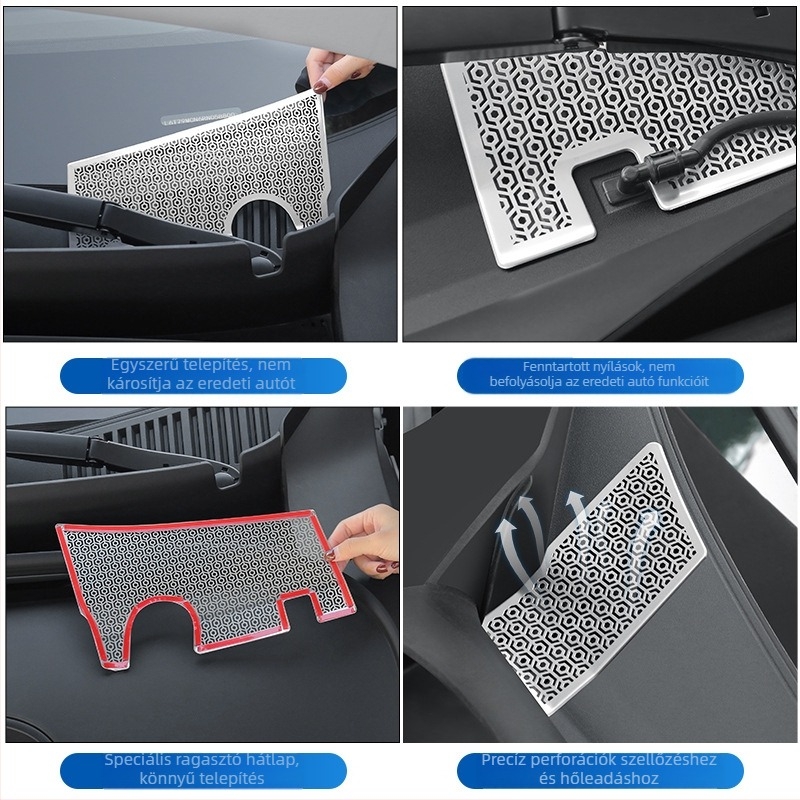 Rozsdamentes acélból készült első motorháztető porvédő és rovarháló Zeekr 7X-hez, motorrekesz védelem