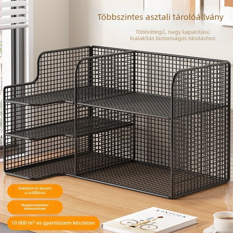 Asztali irattartó – fém, 3 rétegű, többfunkciós, modern minimalista stílus