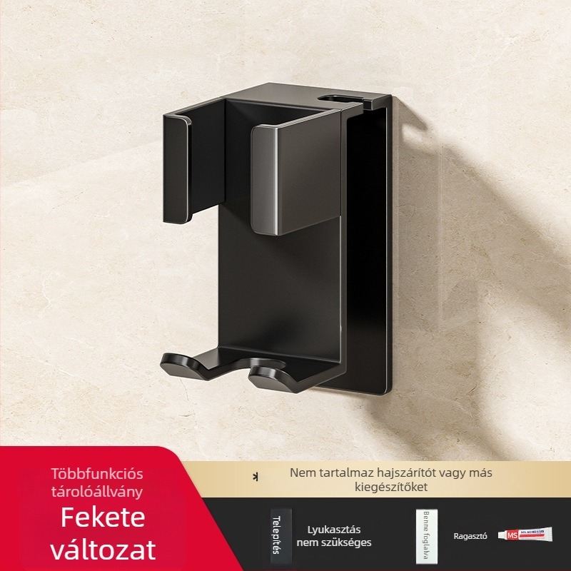 Rozsdamentes acél hajgöndörítő tároló falra szerelhető vákuumos rögzítéssel – 1 réteg, modern minimalista stílus, ideális hajgöndörítőhöz és csatokhoz
