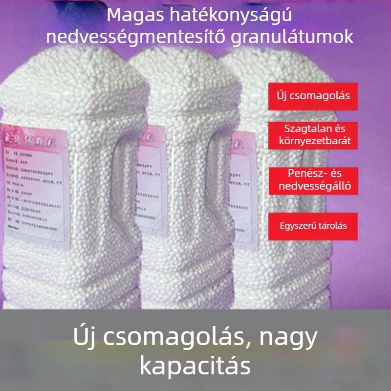 Kalcium-klorid granulátumok nedvességmegkötő, dobozos csomagolás, háztartási felhasználásra