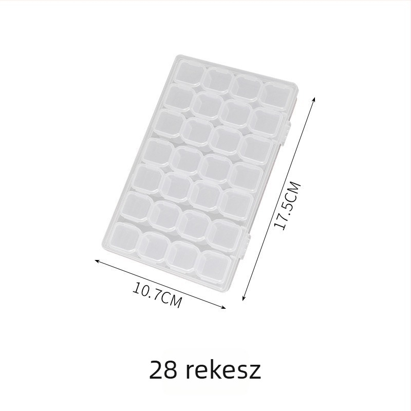 Hordozható ékszertároló doboz 56 rekesszel, leválasztható elkülönítő rekeszek, kapacitás 1 L, modell 2024061266, csomagolás 160 db