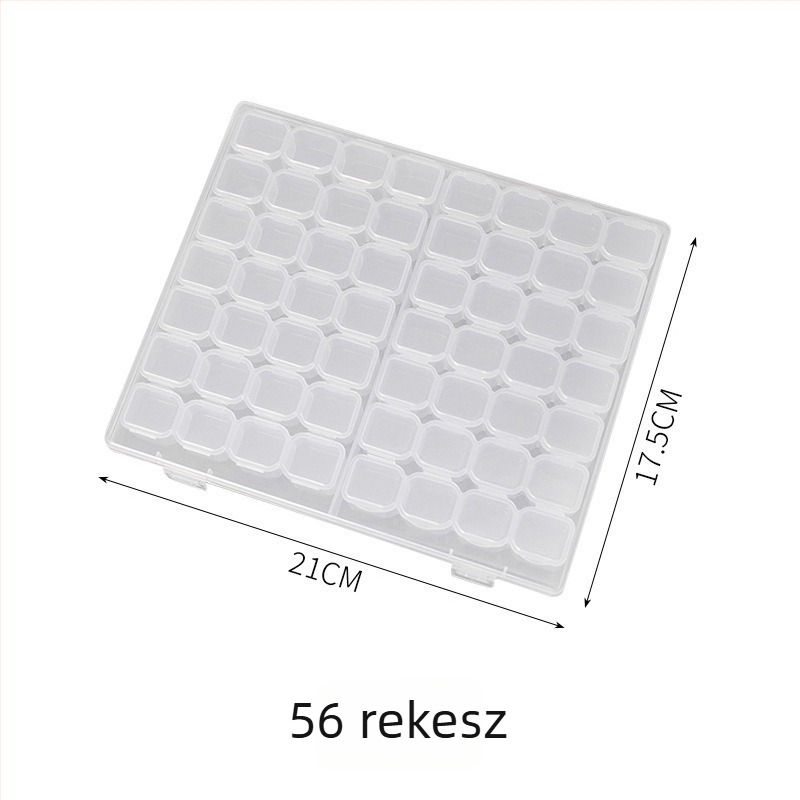 Hordozható ékszertároló doboz 56 rekesszel, leválasztható elkülönítő rekeszek, kapacitás 1 L, modell 2024061266, csomagolás 160 db