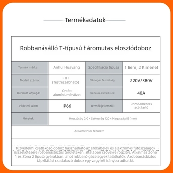 Robbanásbiztos három-útú elosztó doboz tartóval, középső T-típus, 1 bemenet-2 kimenet, IP66