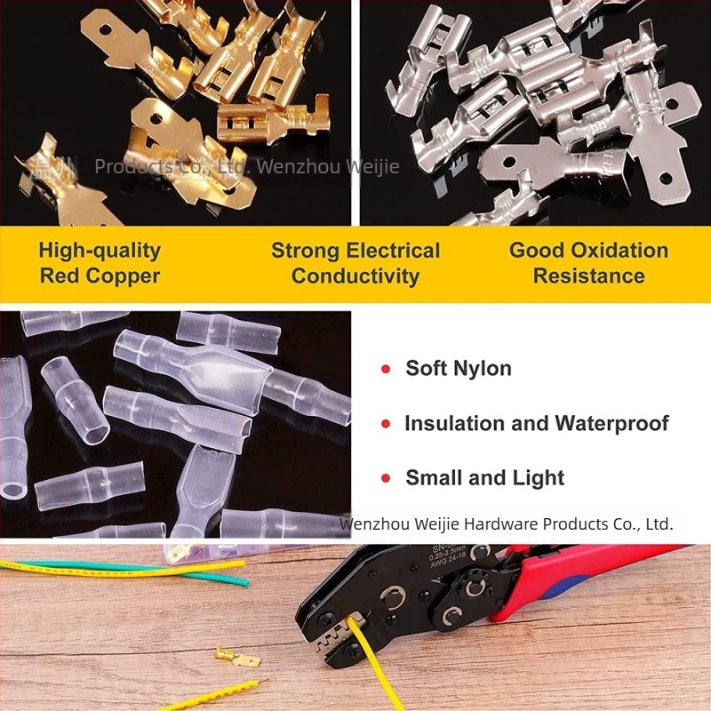 Weijie Crimp terminálpár – 1 pólusú, réz/vas érintkezők elektronikus vezetékekhez