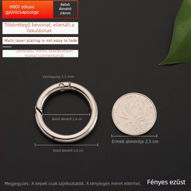 Táska hardver kiegészítő – BG-19 modell, Sufeng márka, cinkötvözet rugós gyűrű, testreszabás elérhető