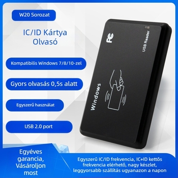 ICID hozzáférés-ellenőrző kártyaolvasó, kettős frekvenciájú, USB meghajtó nélküli, kártyakibocsátó modul (Érzékelési távolság 1–5; Olvasási idő 0.5; Tárkapacitás 1024)